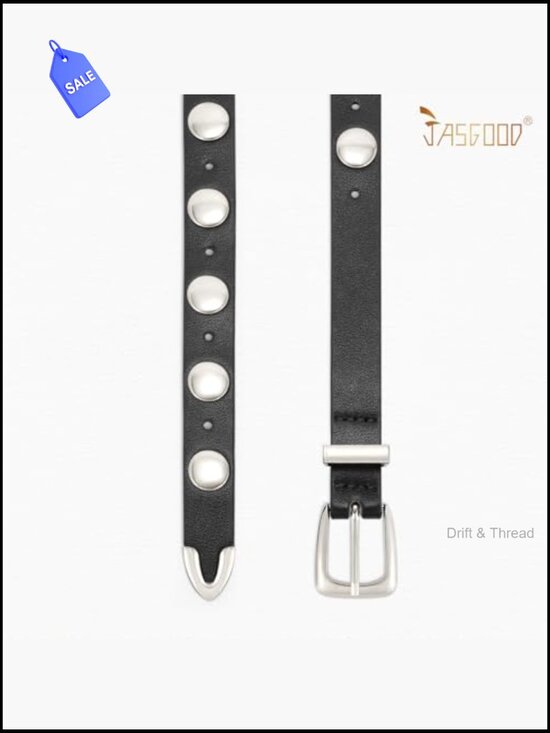 Skinny Leather Studded Belt for Jeans and Dresses - Punky Style